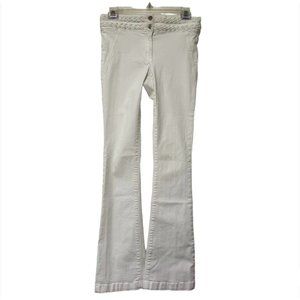 Veronica Beard Biscayne Braided-Waist Boot-Cut Jeans